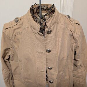 Vintage Old Navy Vintage Womens Military Jacket Tan Size XL High Neck Button Up